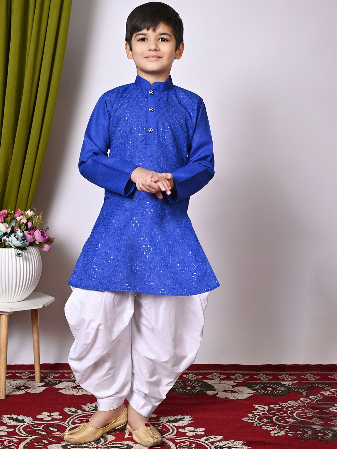 Cae Boys Embroidered Regular Sequinned Kurta with Patiala-image-47