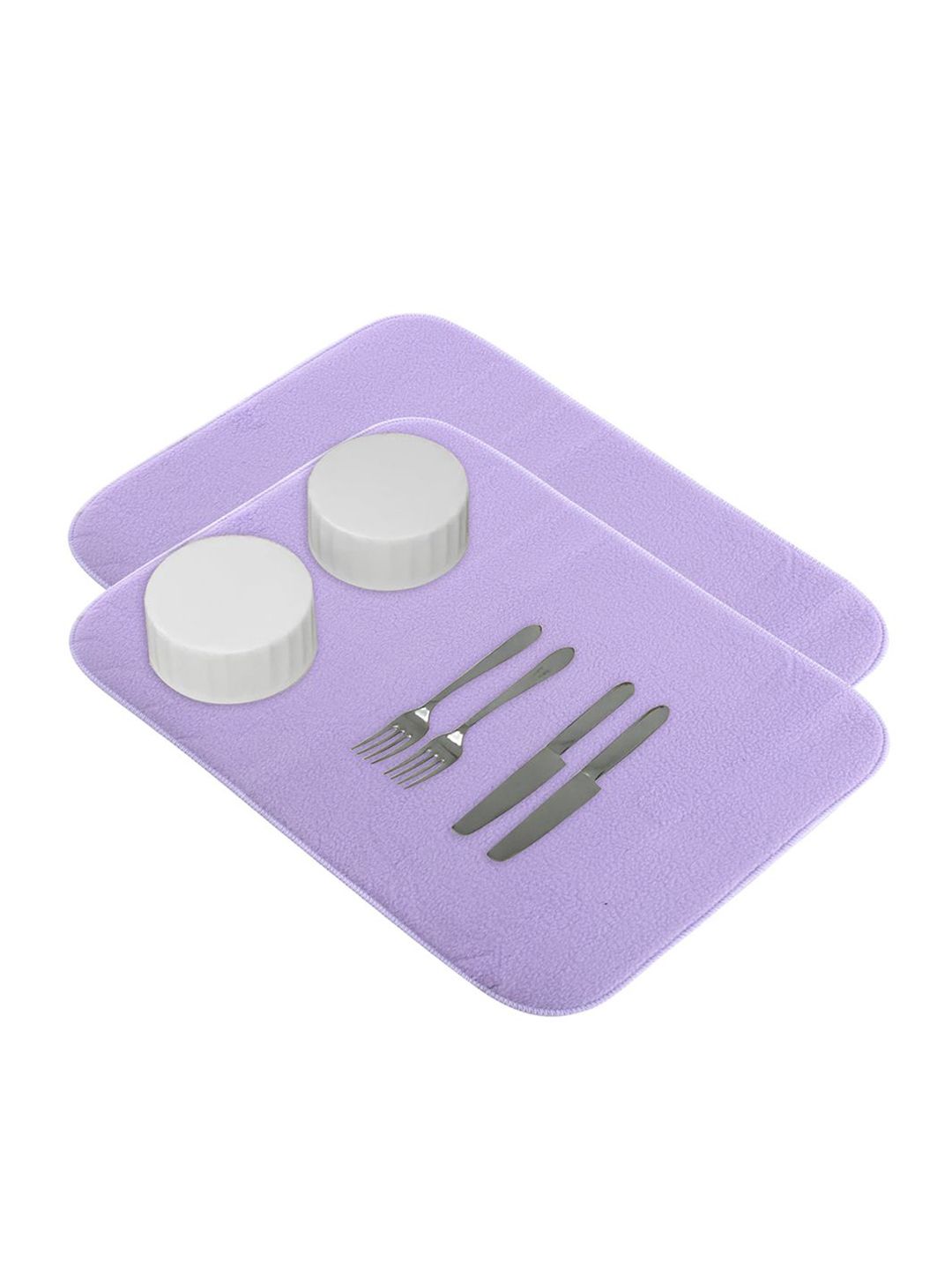 Kuber Industries 2-Pcs Purple Non Slip Dish Drying Mats