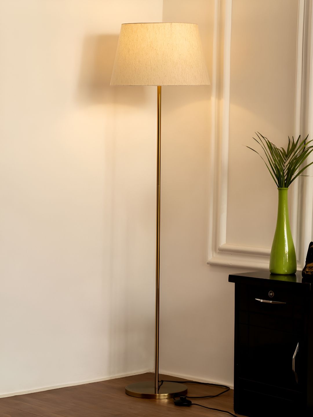 Divine Trends Off-White Brass Floor Lamp With Shade-image-34
