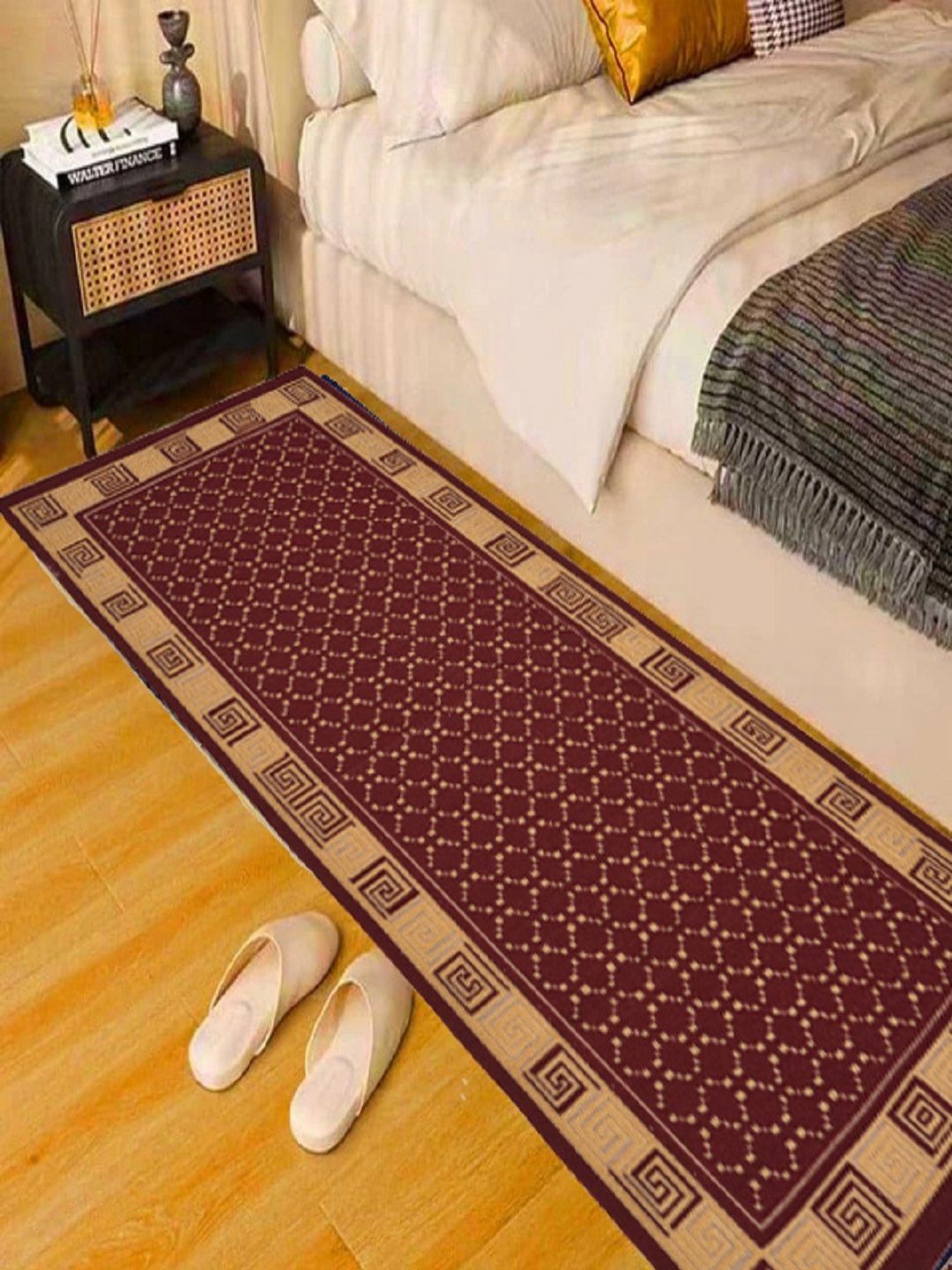 RRC Red & Beige Printed Anti Skid Bed Runner