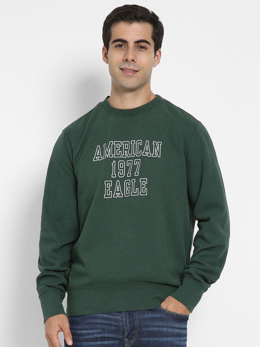 AMERICAN EAGLE OUTFITTERS Men Alphanumeric Printed Pullover Oversized Sweatshirt-picture-41