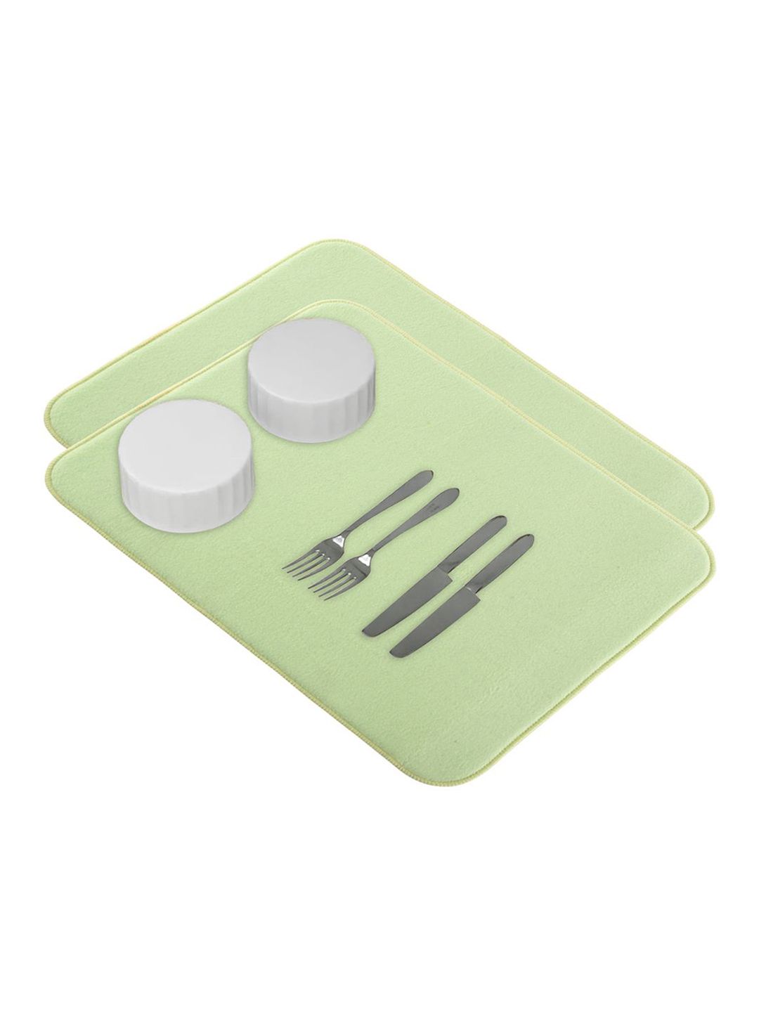 Kuber Industries 2-Pcs Green Non Slip Dish Drying Mats
