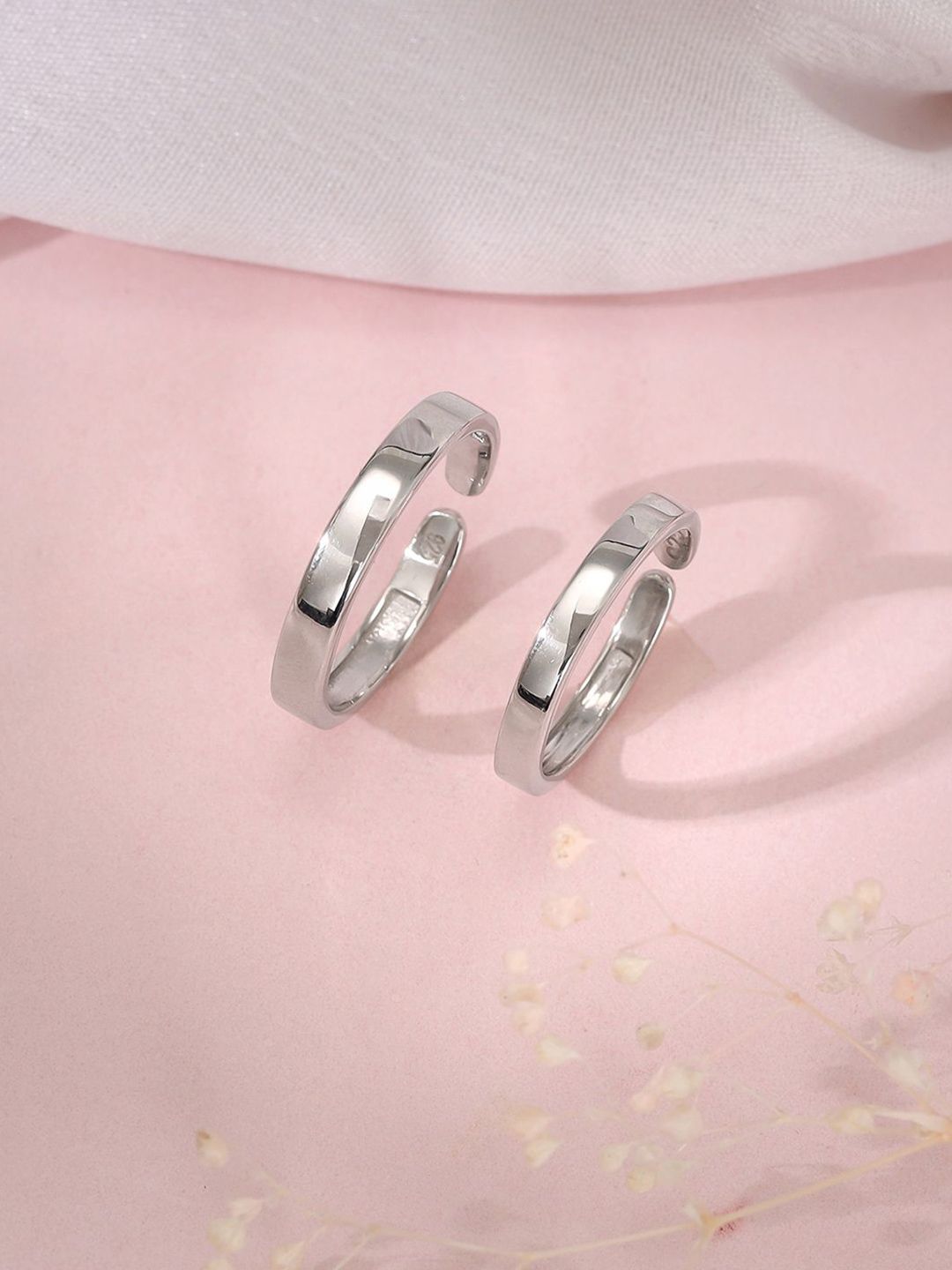 GIVA Set Of 2 925 Sterling Silver Rhodium-Plated Adjustable Couple Band Rings-picture-17