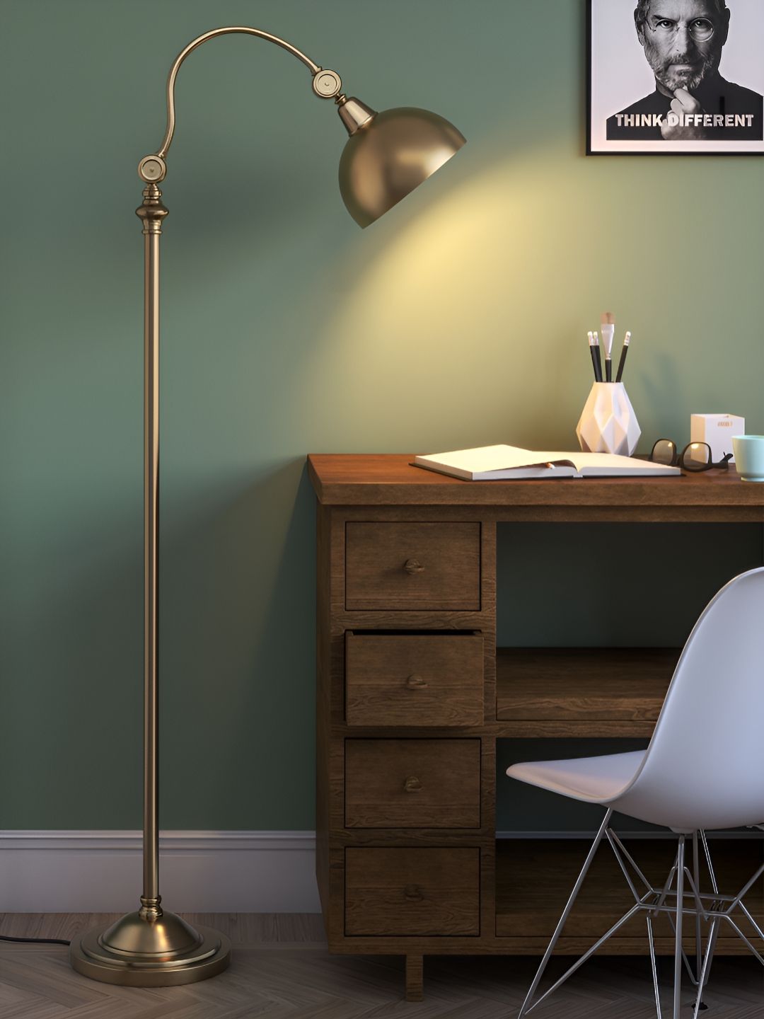 Divine Trends Glossy Brass Floor Lamp With Shade-image-13