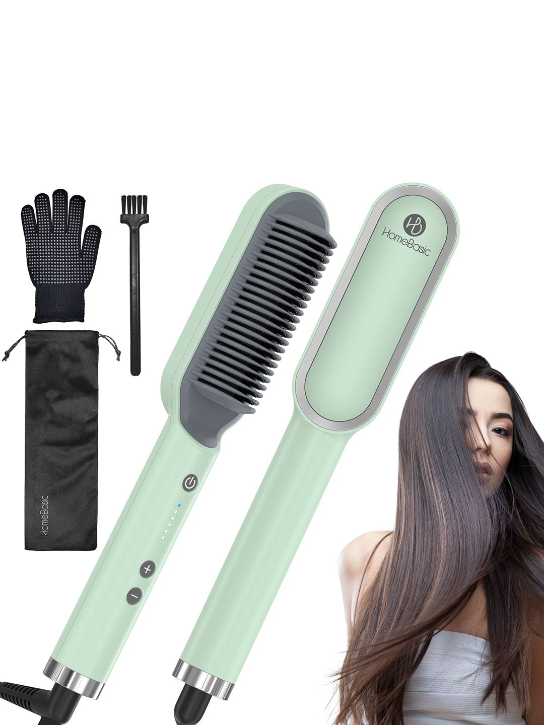 HOMEBASICS Hair Straightener With PTC Heating Technology- Green-picture-49