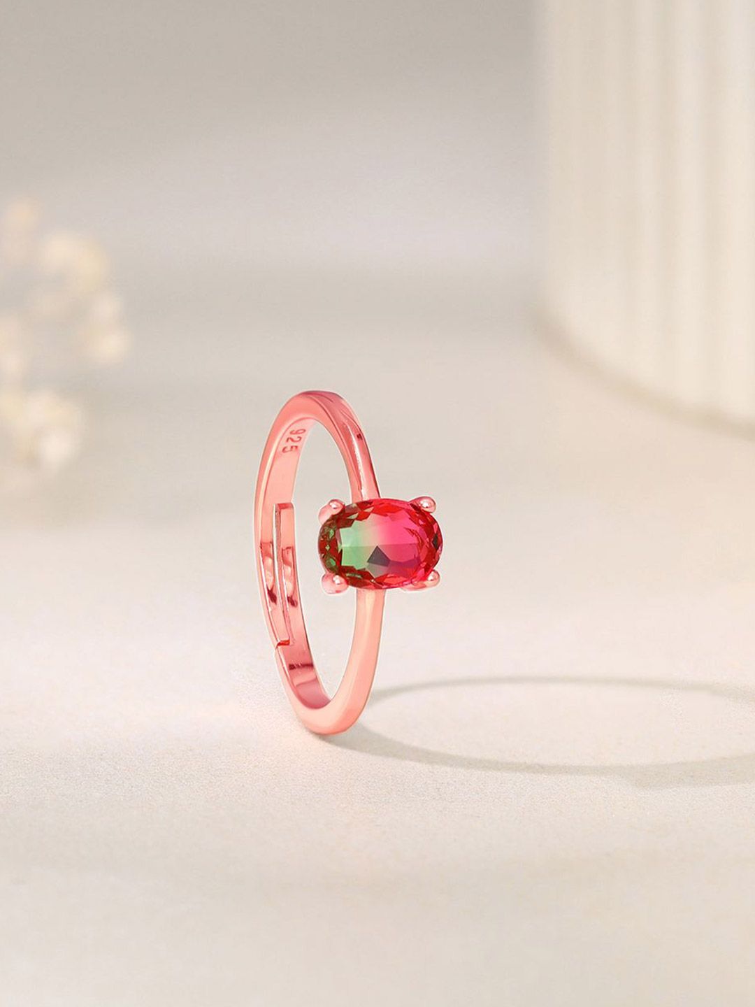 GIVA 925 Sterling Silver Rose Gold-Plated Adjustable Finger Ring