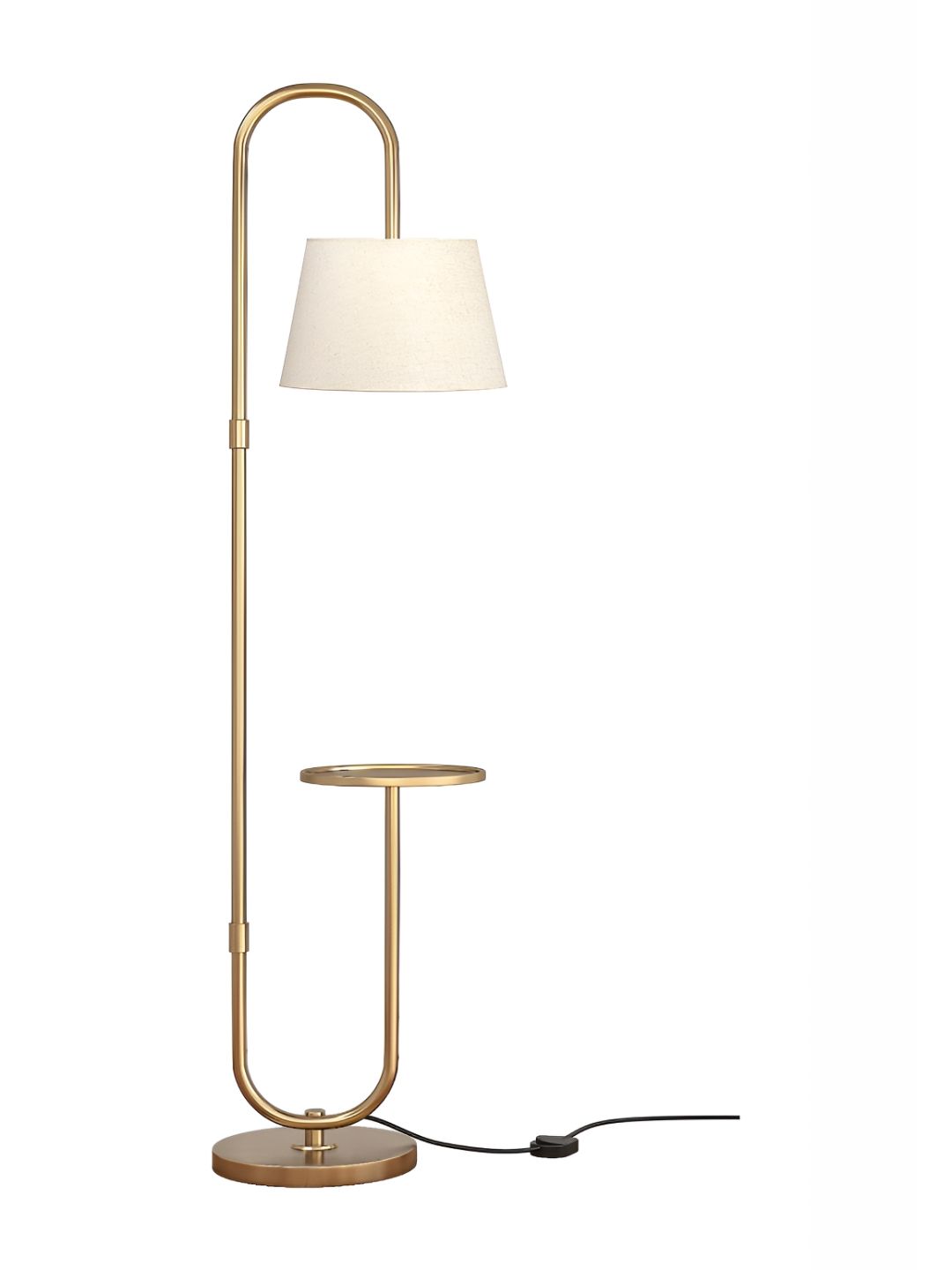 Divine Trends Off-White Glossy Brass Floor Lamp With Shade-picture-23