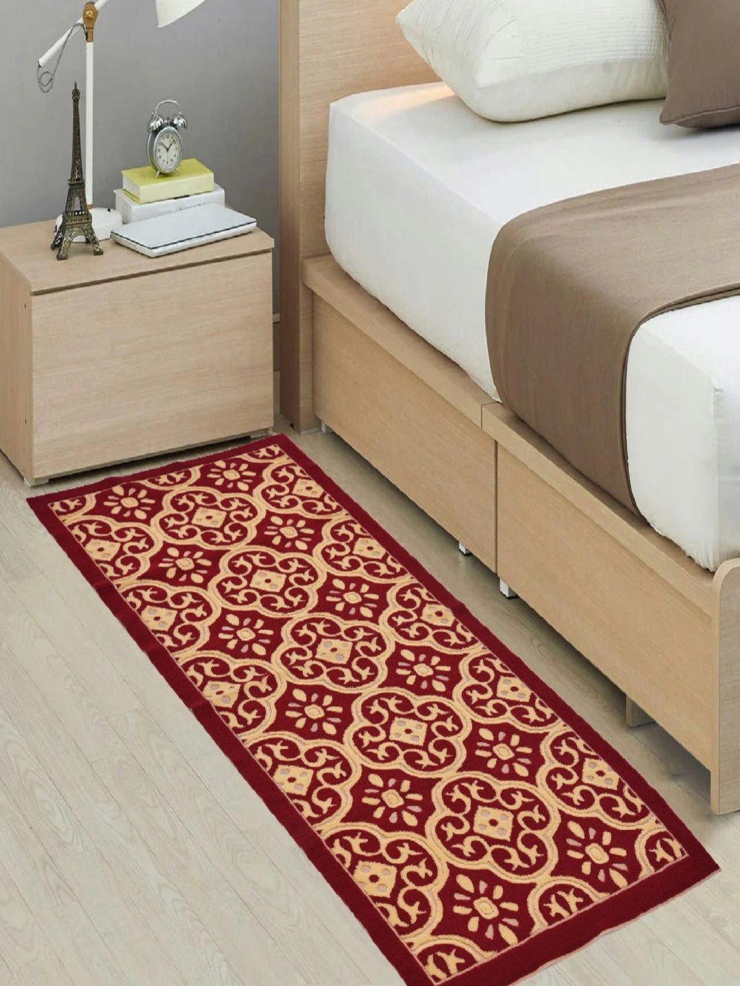 RRC Red & Cream-Color Printed Anti Skid Bed Runner