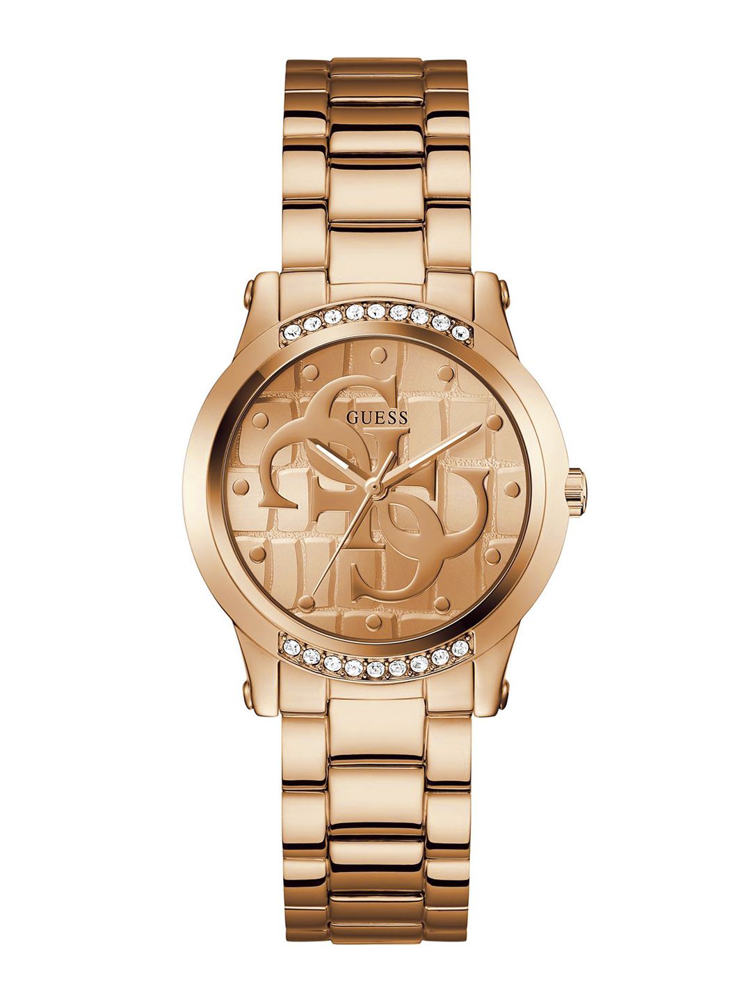 GUESS Women Embellished Dial & Stainless Steel Bracelet Style Straps Analogue Watch GW0861L3-picture-41