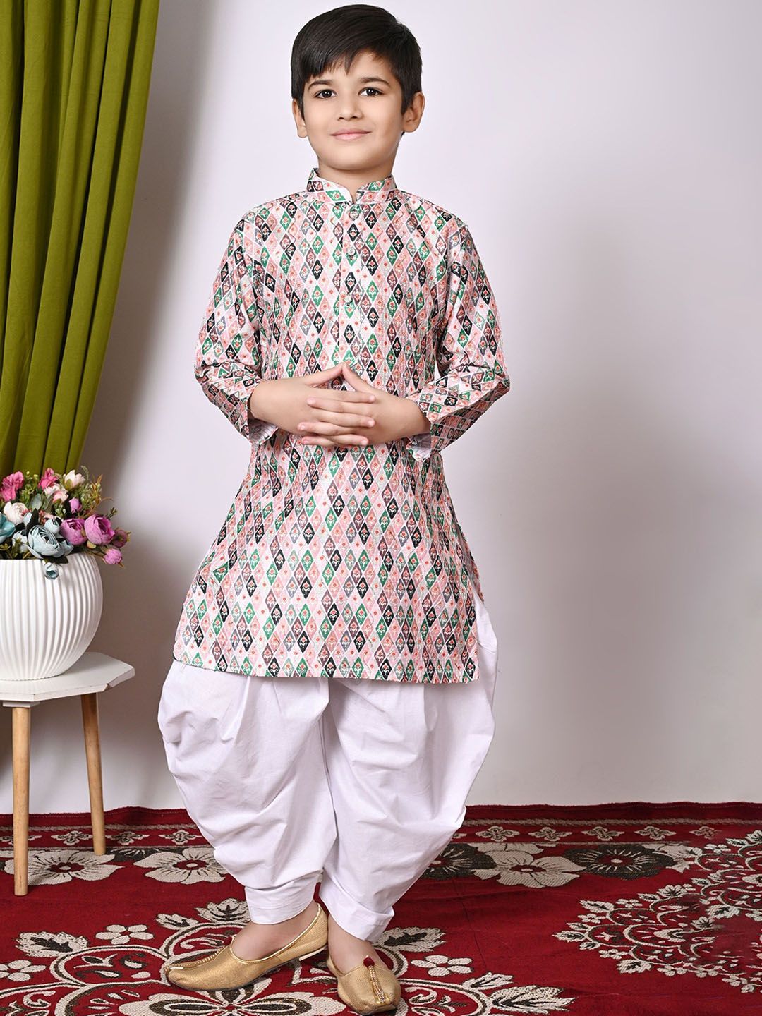 Cae Boys Embroidered Regular Sequinned Dupion Silk Kurta with Patiala-picture-58