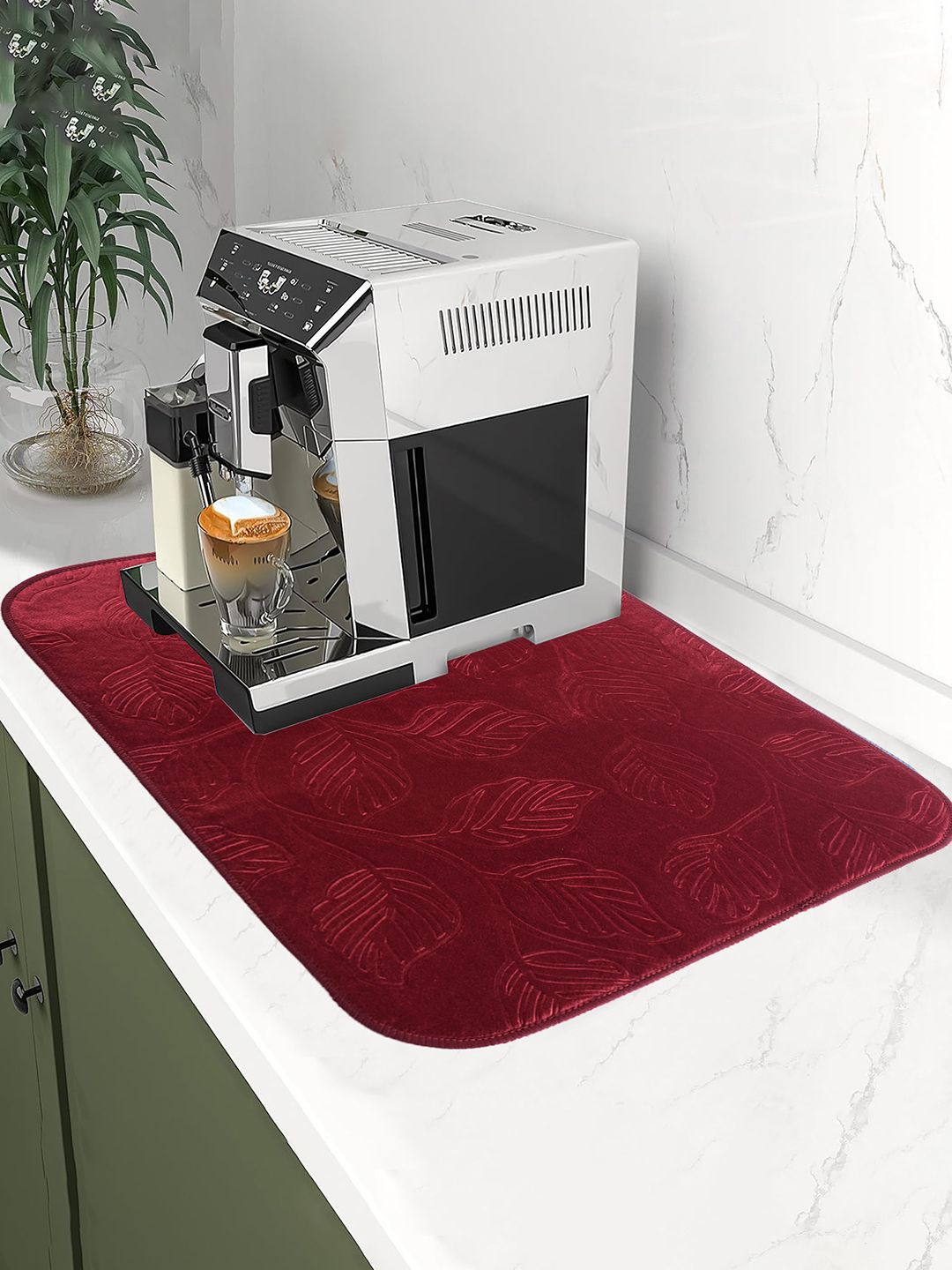 Kuber Industries 2-Pcs Maroon & Pink Non Slip Dish Drying Mats