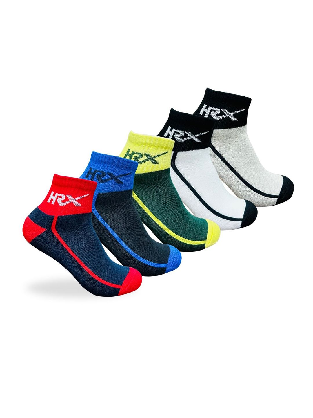HRX by Hrithik Roshan Unisex Pack Of 5 Assorted Ankle Socks-picture-31