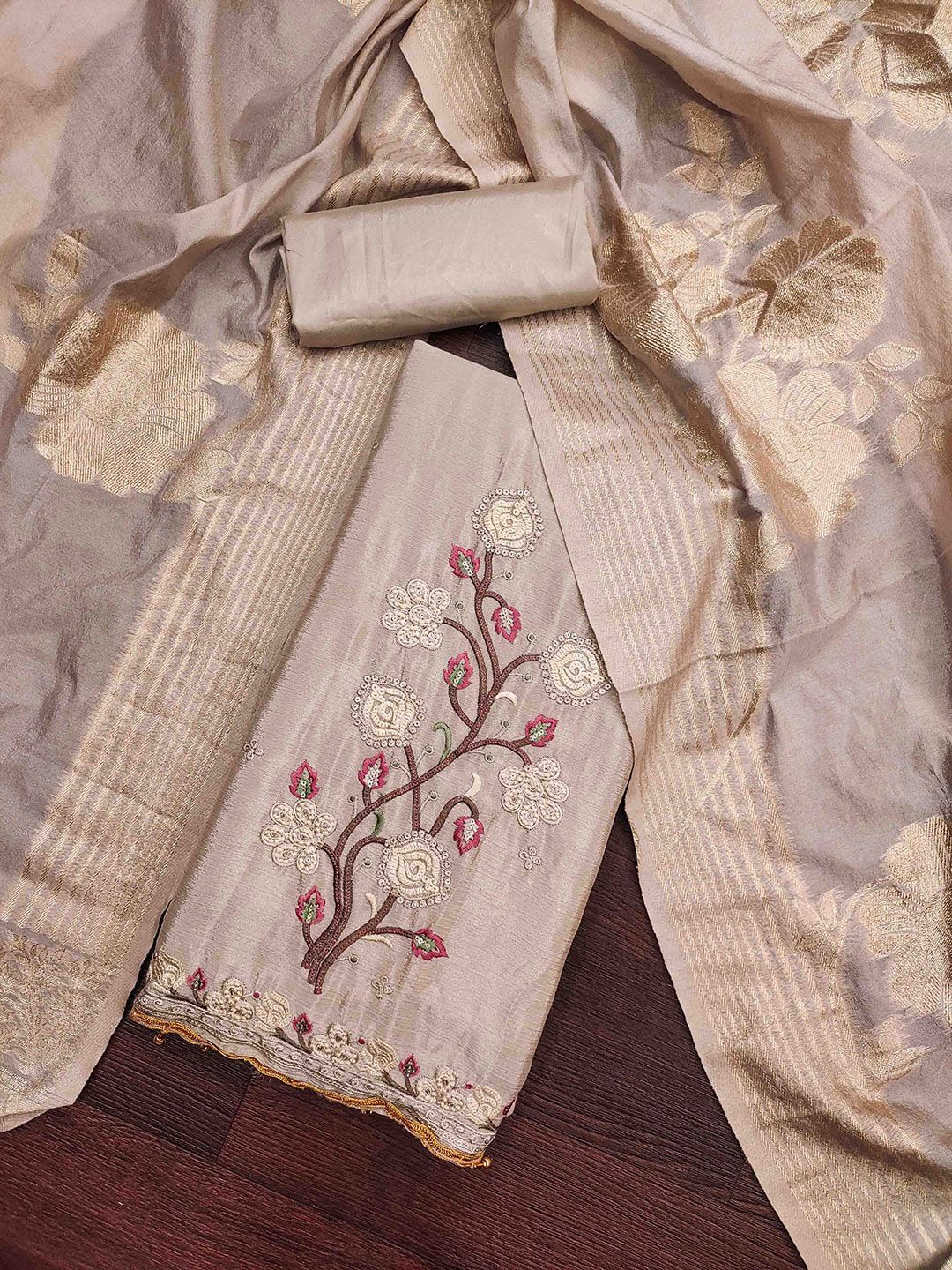 KALINI Embroidered Unstitched Dress Material-picture-12