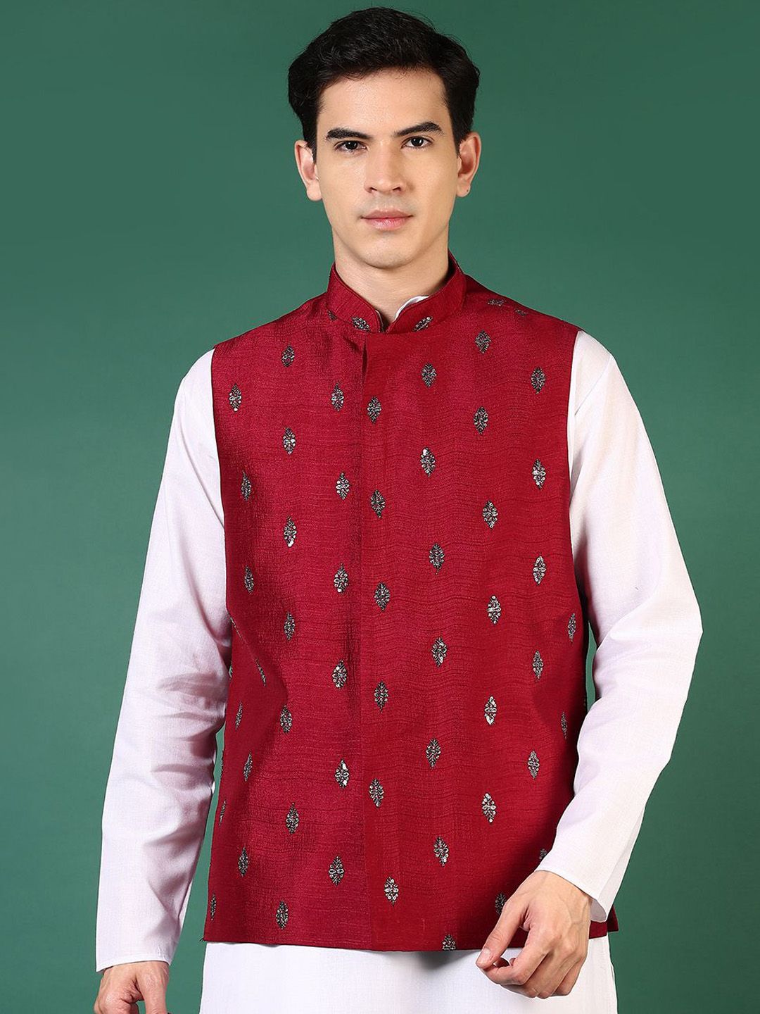 V-Mart Self Design Woven Nehru Jacket-image-48