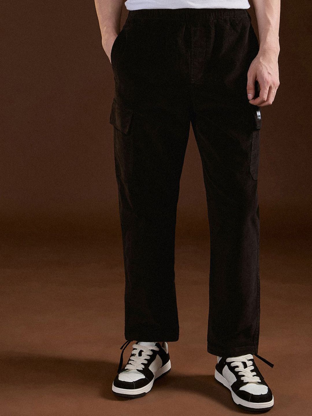 THE BEAR HOUSE Men Cotton Loose Fit Corduroy Cargos Trousers-picture-35