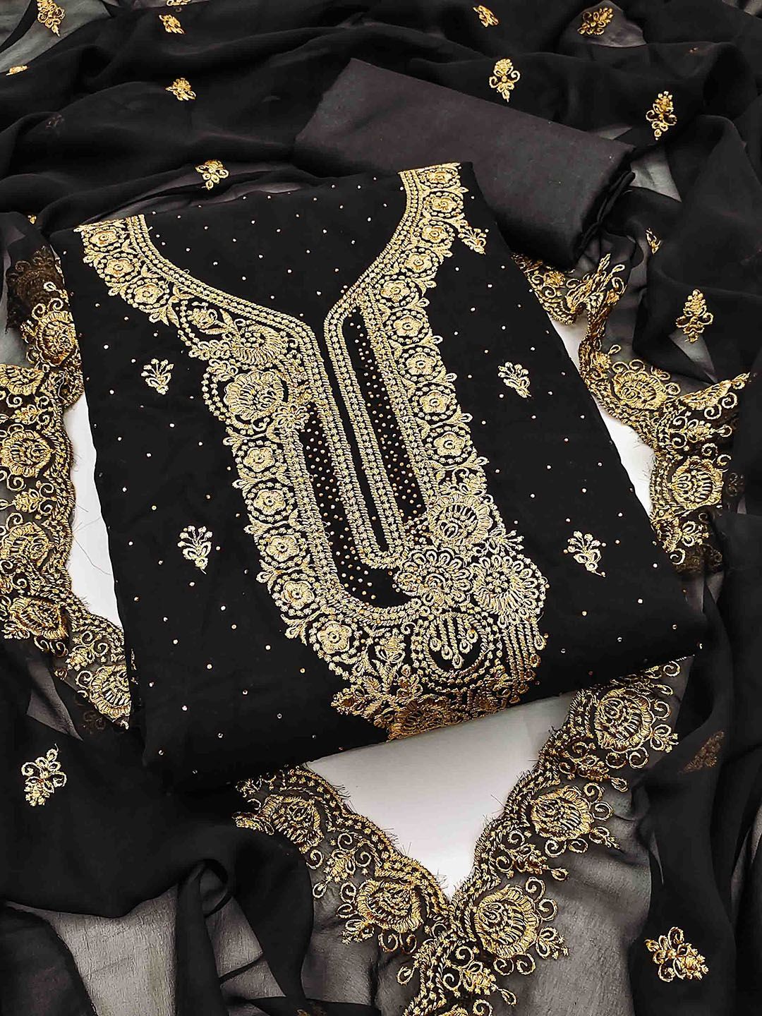 KALINI Embellished Unstitched Dress Material-picture-19