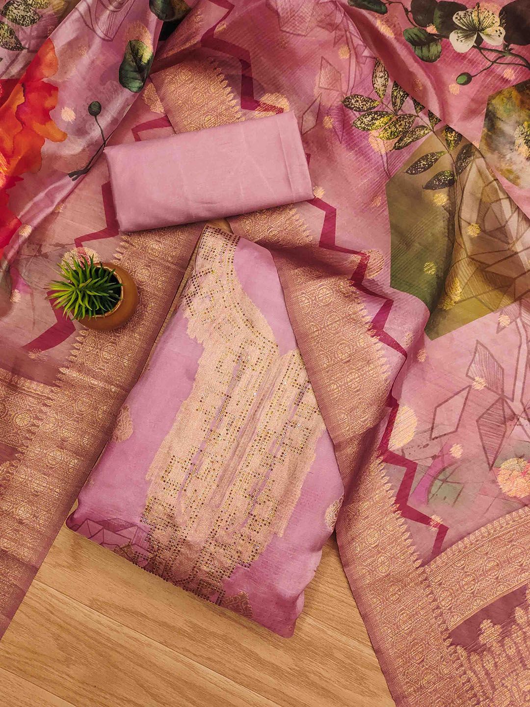 KALINI Organza Unstitched Dress Material-picture-10