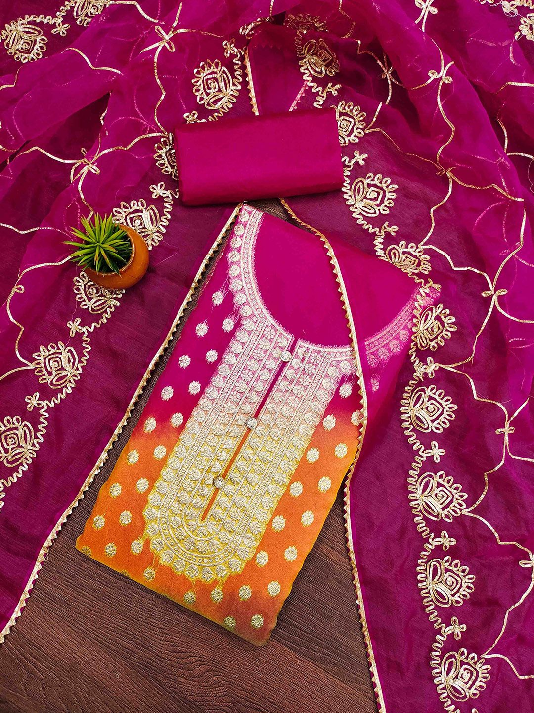 KALINI Organza Unstitched Dress Material-picture-14