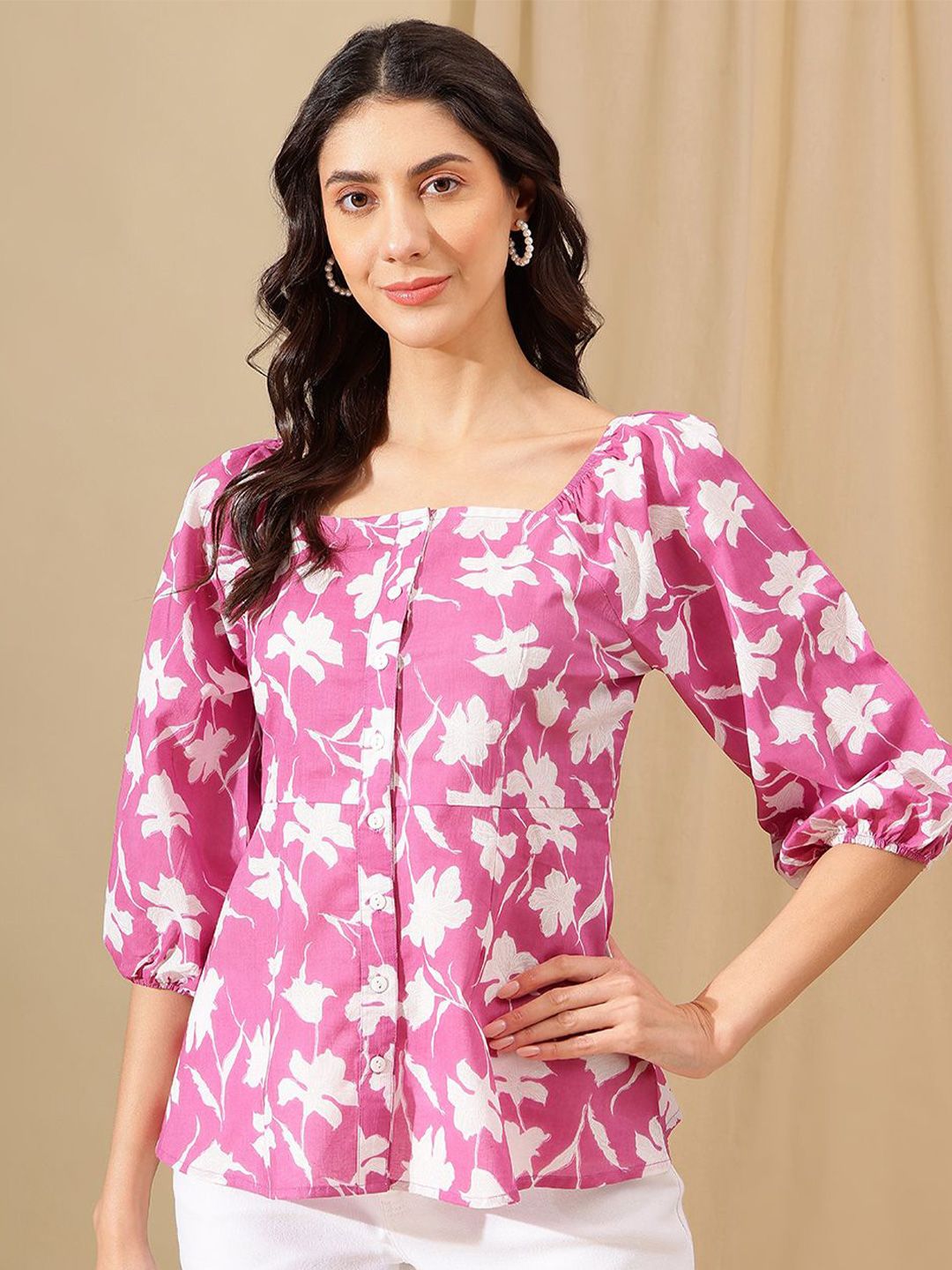 KALINI Floral Print Cotton Top-picture-35