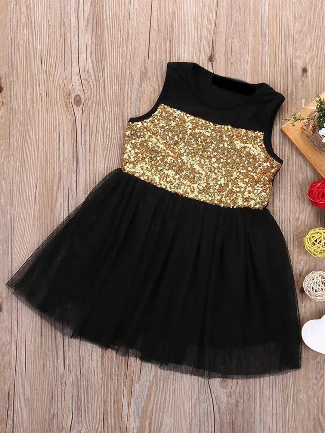 TILISM Embellished Net A-Line Dress-picture-24