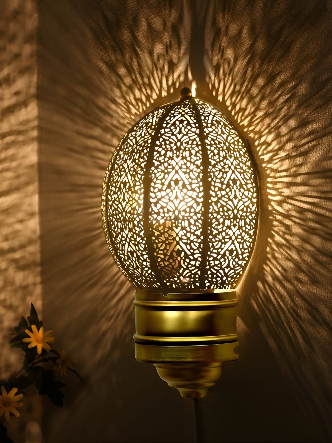 Homesake Gold-Toned Textured Metal Spherical Shaped Wall Lamp-picture-31