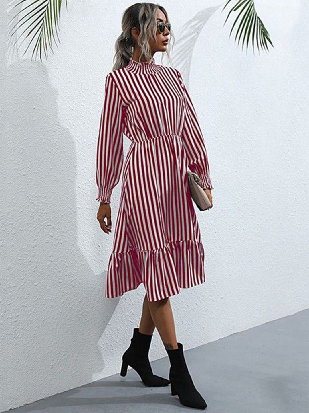 STRIPED FIT and FLARE DRESS main image 1