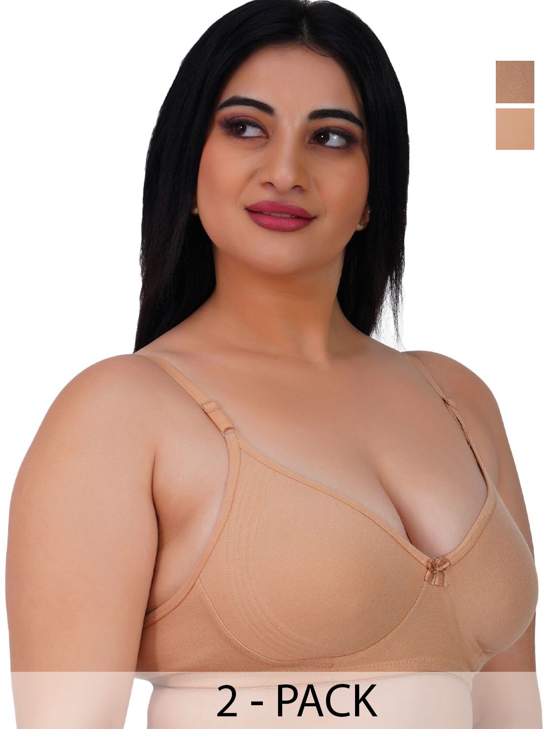 LADYLAND Women Pack of 2 Full Coverage Cotton T-shirt Bra