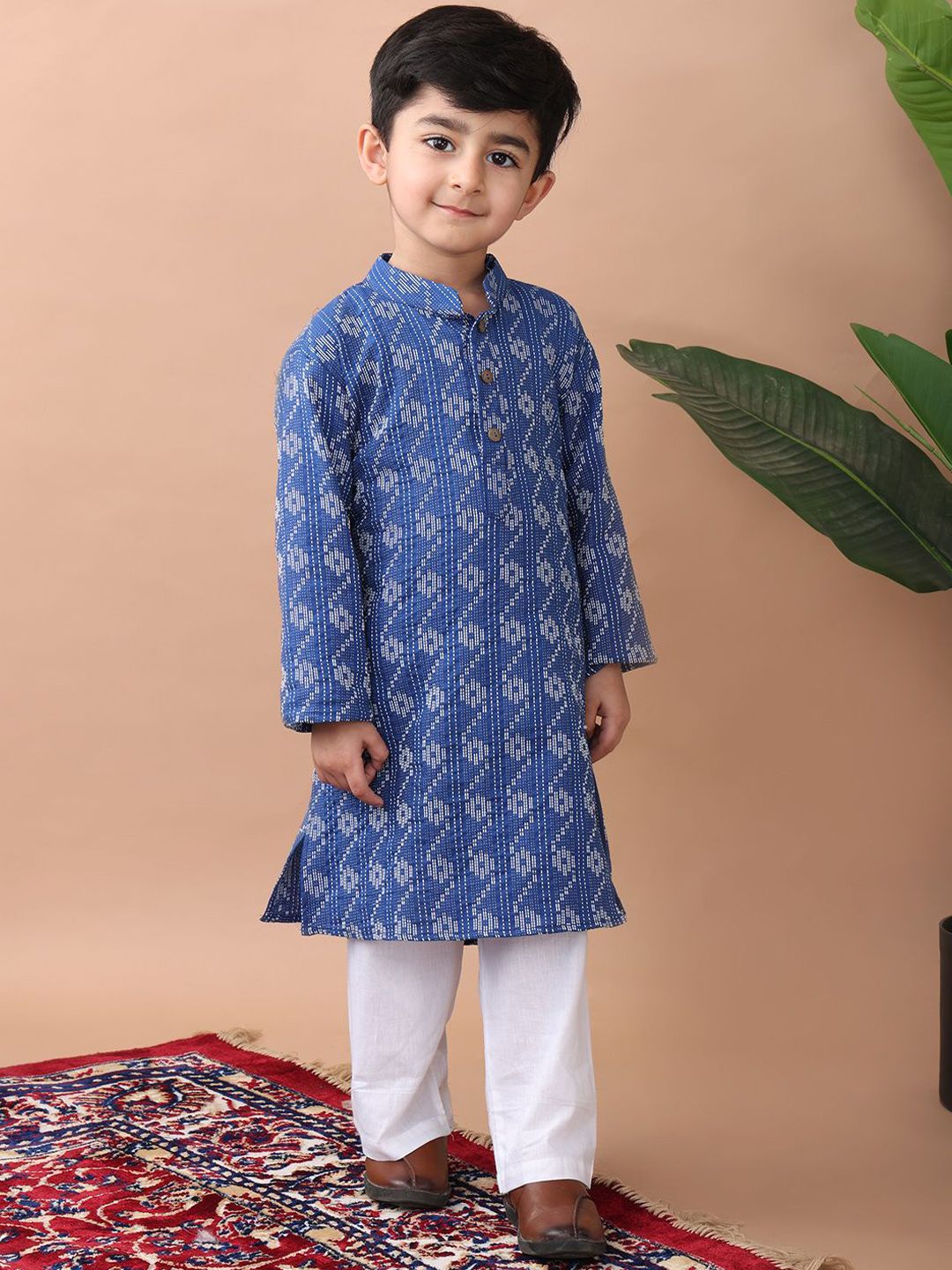 Sangria Boys Printed Pure Cotton Straight Kurta With Trousers-picture-30