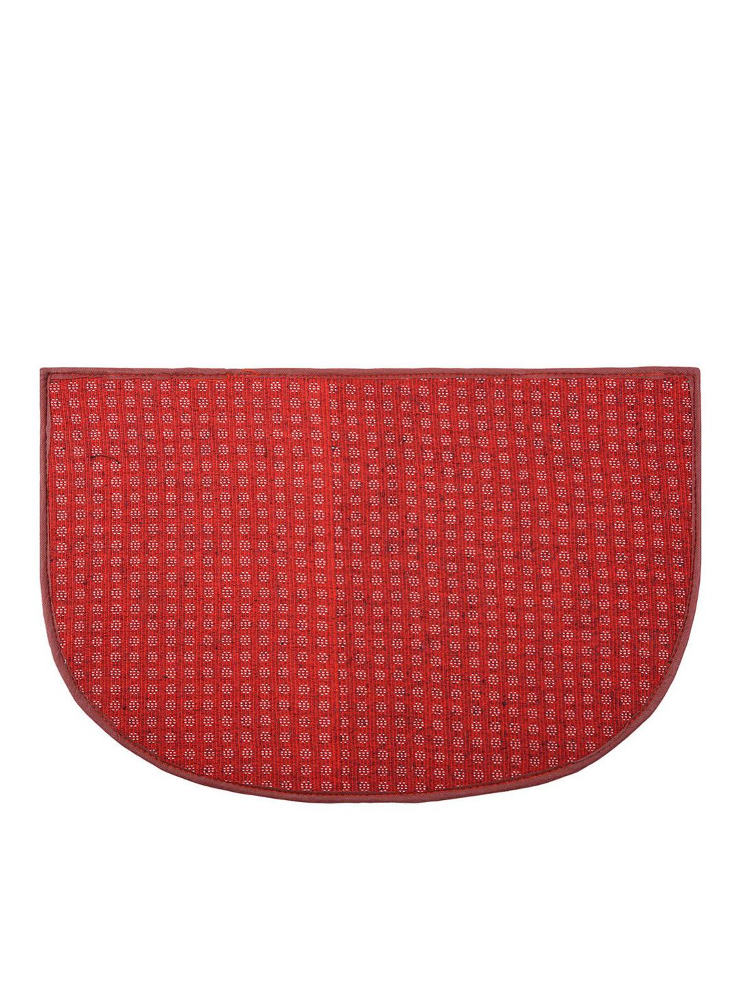 Kuber Industries Red & White Dotted Woolen D-Shaped Anti-Skid Door Mat-picture-37