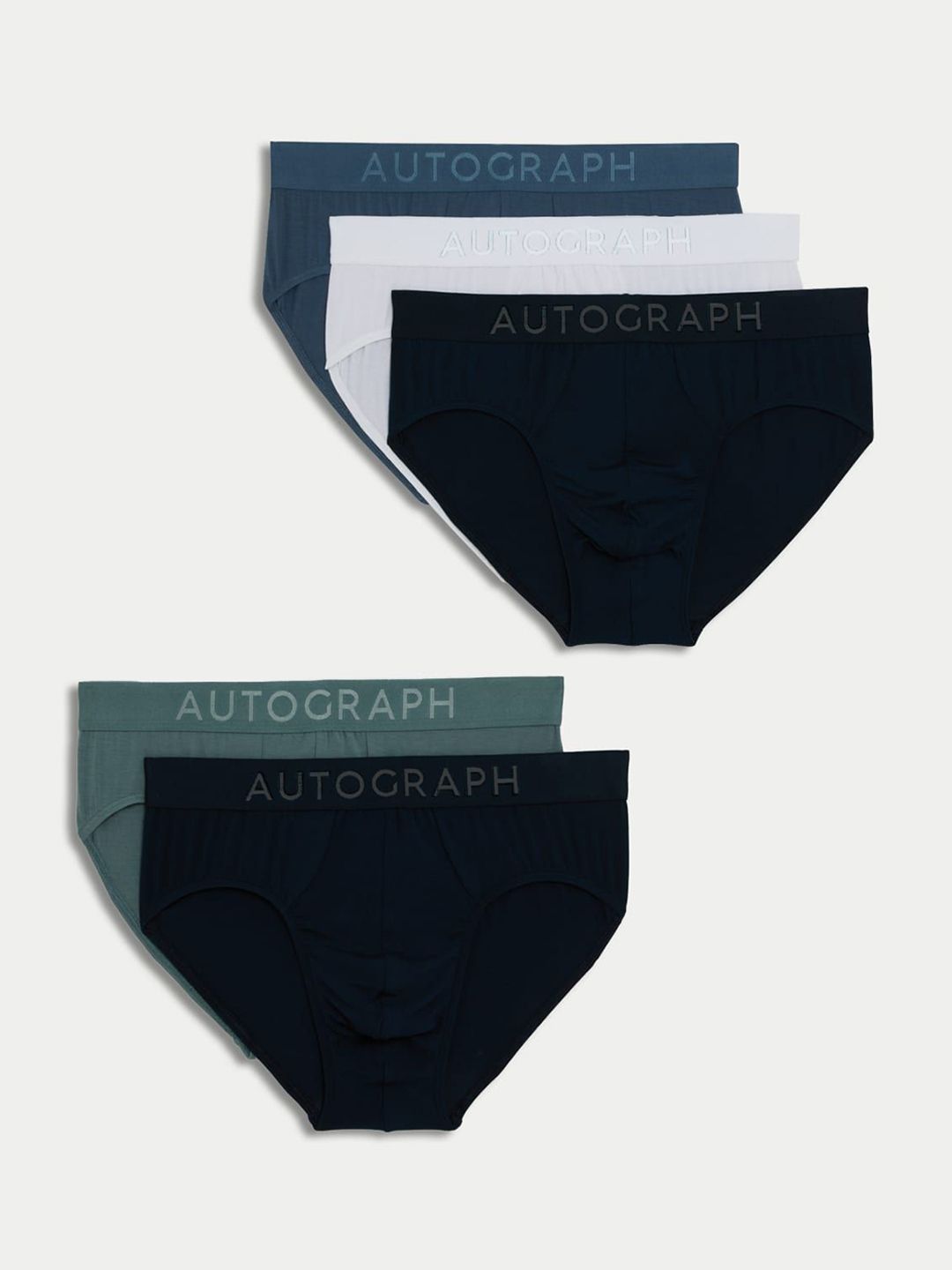 Marks & Spencer Pack Of 5 Stretchable Briefs T146131ABLUE MIX-picture-50