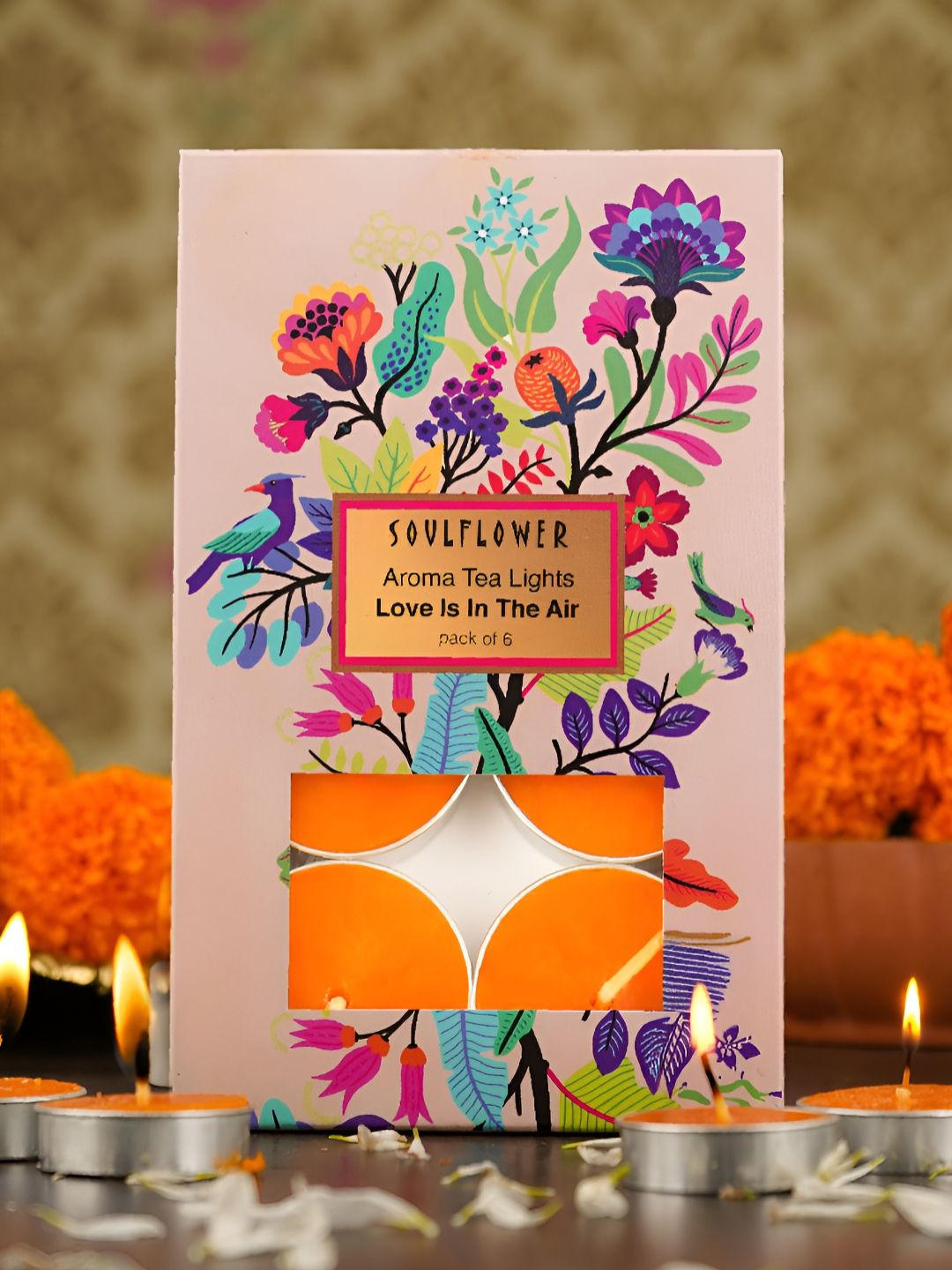 Soulflower Pink 6 Pieces Love Is In The Air Aroma Tea Light Candles-image-27