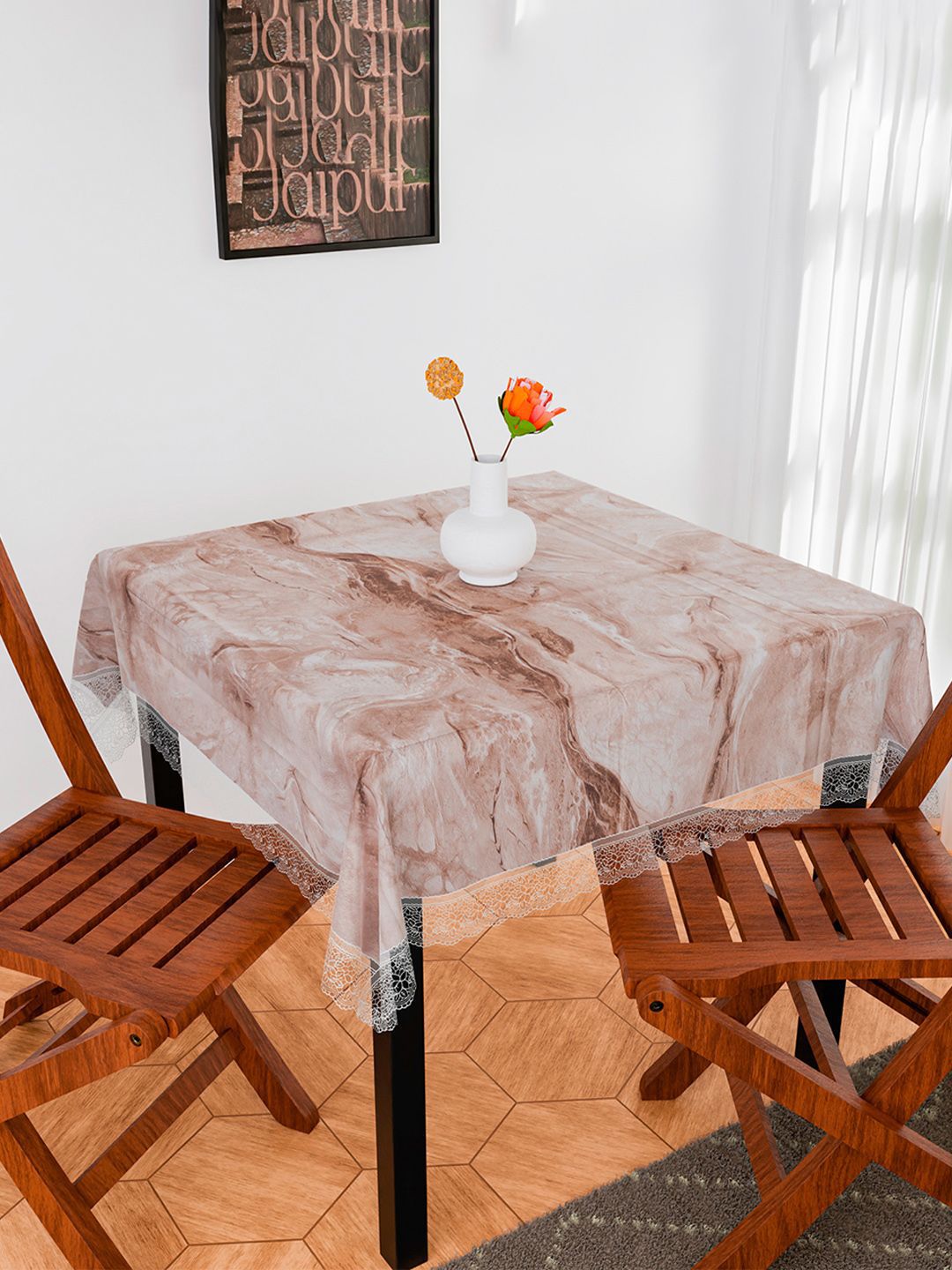 Kuber Industries Brown Anti-Skid Plastic 2-Seater Table Cover-picture-15