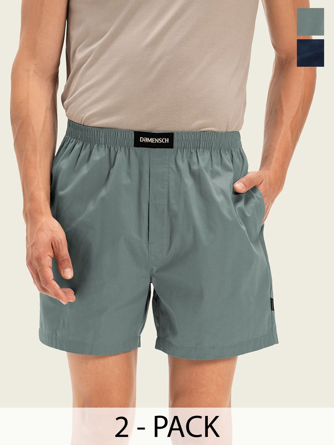 DAMENSCH Pack Of 2 Pure Cotton Mid Rise Ultra-Light Boxers BS1001-MX2260-picture-25