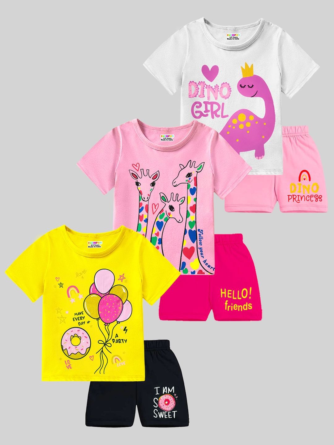 KUCHIPOO Girls Printed T-shirt with Shorts-picture-40