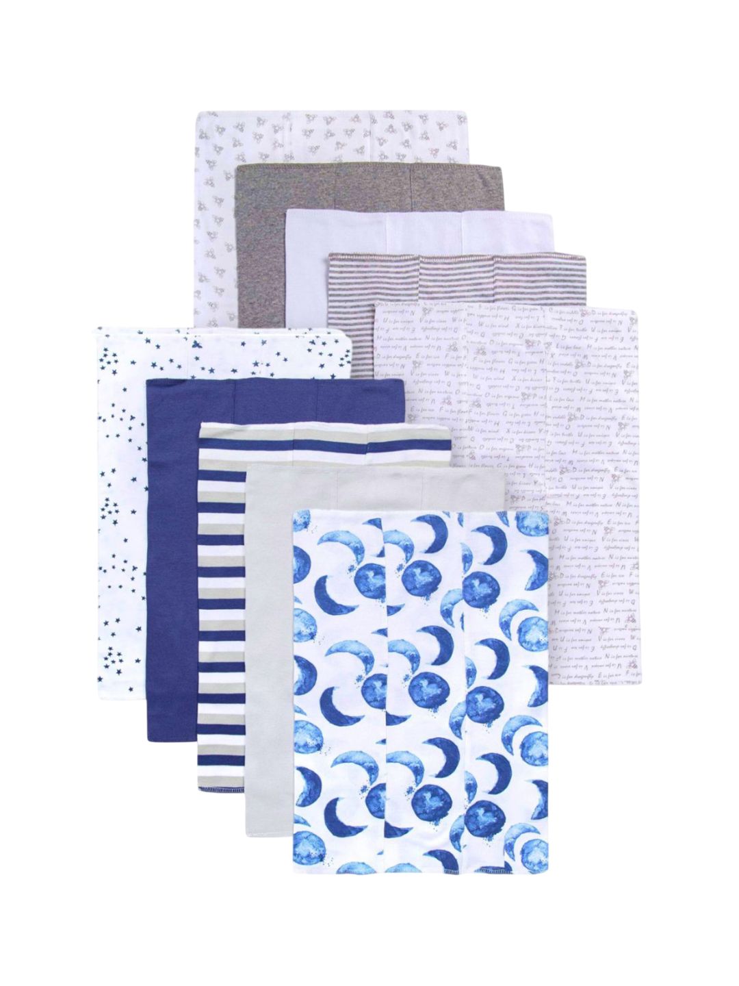 TuddyBuddy Infant Pack Of 10 Moon Printed Burp Towels-picture-48