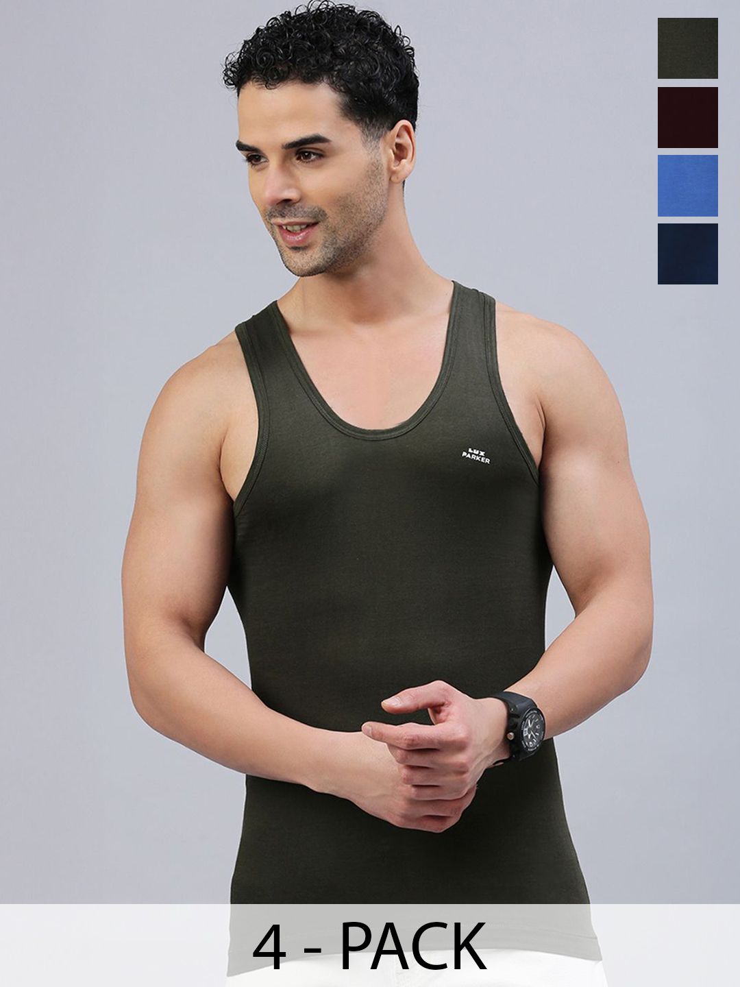 LUX PARKER Pack Of 4 Pure Cotton Basic Vests LUX_PARKER_WH_RN_4PC-picture-29