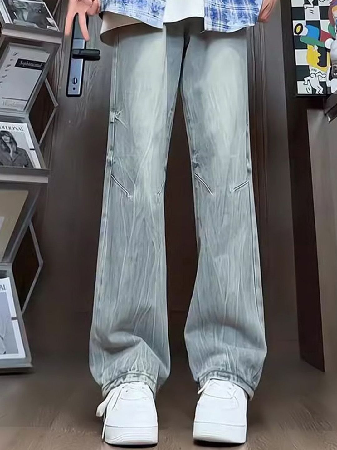 HERE&NOW Men Highly Distressed Light Fade Jeans-picture-33