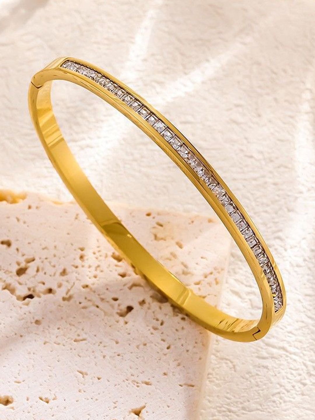 DIVASTRI Gold-Plated American Diamond Studded Anti-Tarnish Kada Bracelet-picture-11