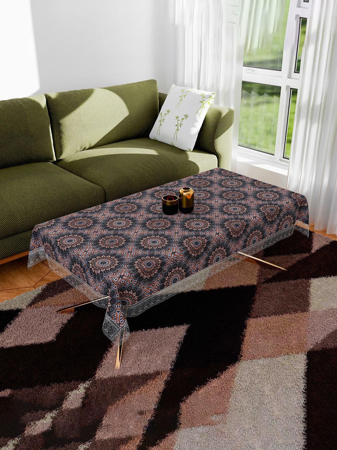 Kuber Industries Black Ethnic Motifs Anti-Skid Plastic 4-Seater Table Cover-picture-22