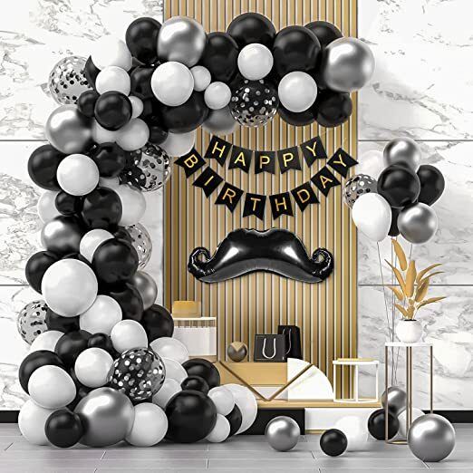 Special You 56Pcs Black & White Balloons Birthday Decorations-picture-24