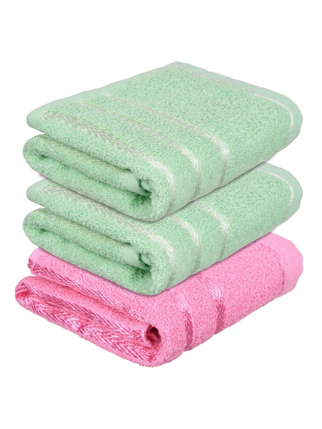 Kuber Industries Set Of 3 Pink & Green Striped Cotton Face Towels-image-16