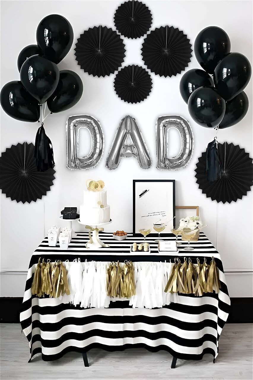 Special You 14Pcs Black & White Balloons & Fan Set Father's Day Decorations-picture-10