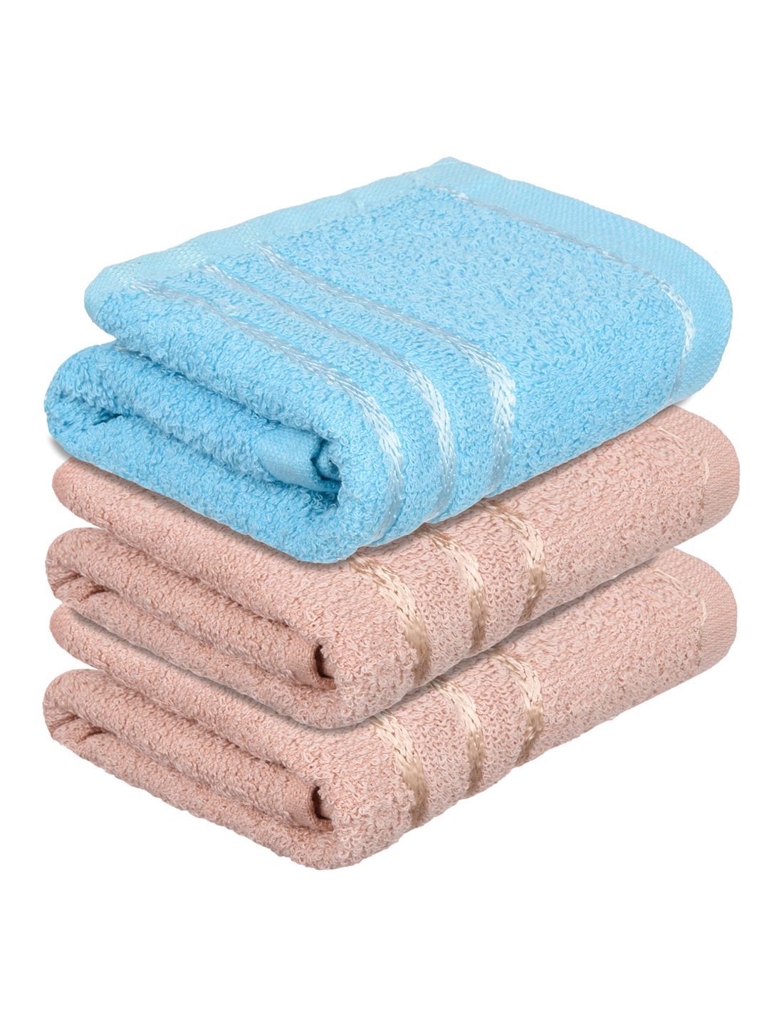 Kuber Industries Set Of 3 Blue & Brown Striped Cotton Face Towels-image-47
