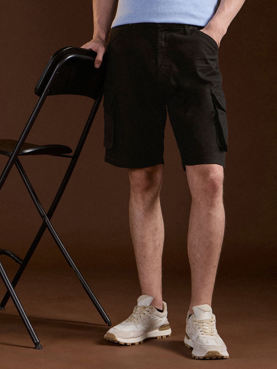 THE BEAR HOUSE Men Cotton Solid Denim Shorts-picture-16