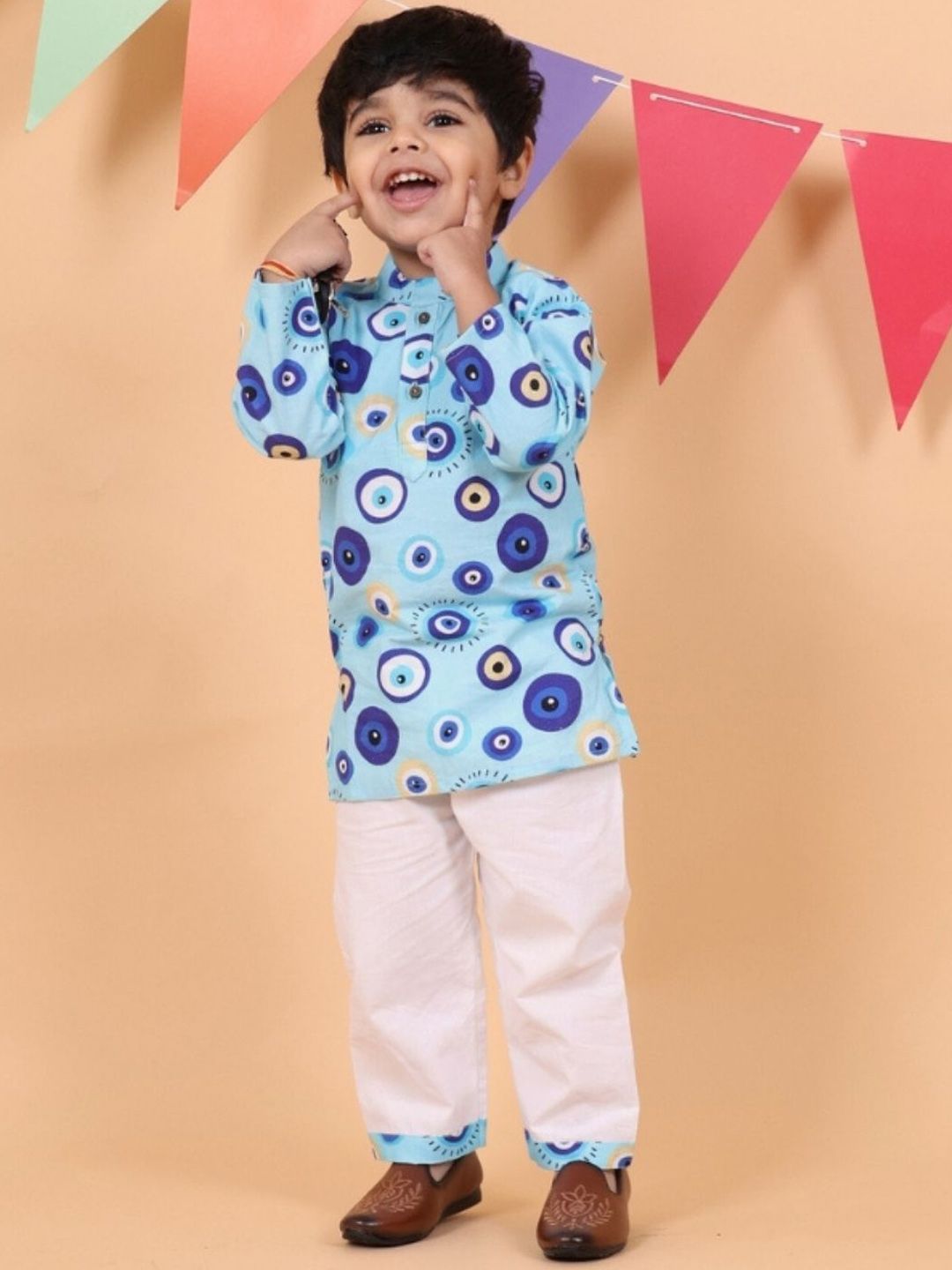 MAMA AND PEACHES Unisex Kids Printed Regular Pure Cotton Kurta with Pyjamas-picture-33