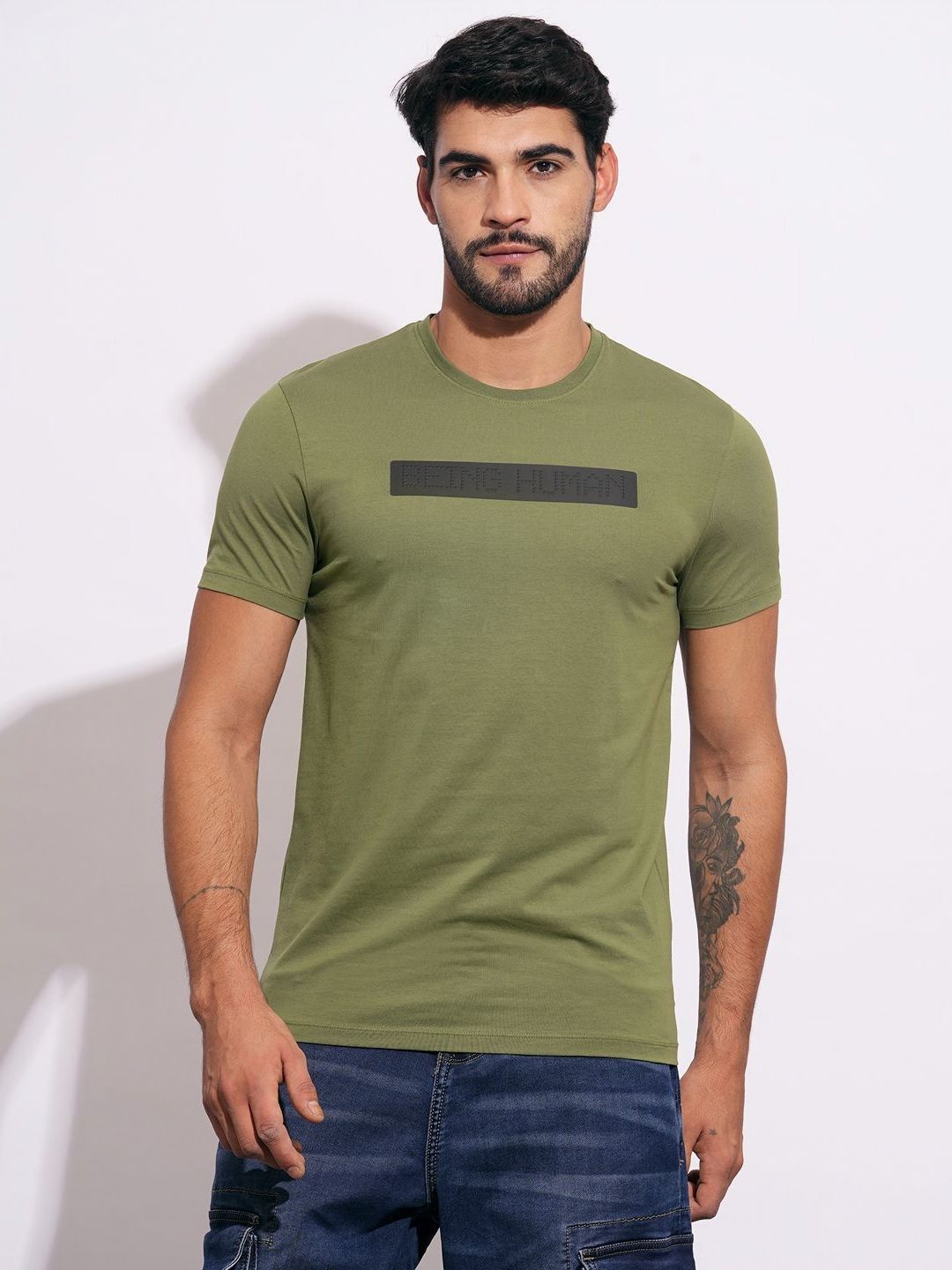 Being Human Men Typography Printed Round Neck Cotton Slim Fit T-shirt-picture-20