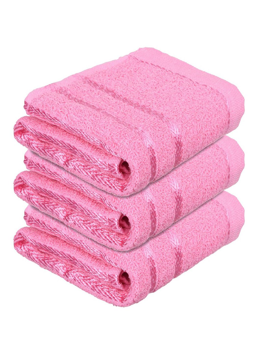 Kuber Industries Set Of 3 Pink Striped Cotton Face Towels-image-41