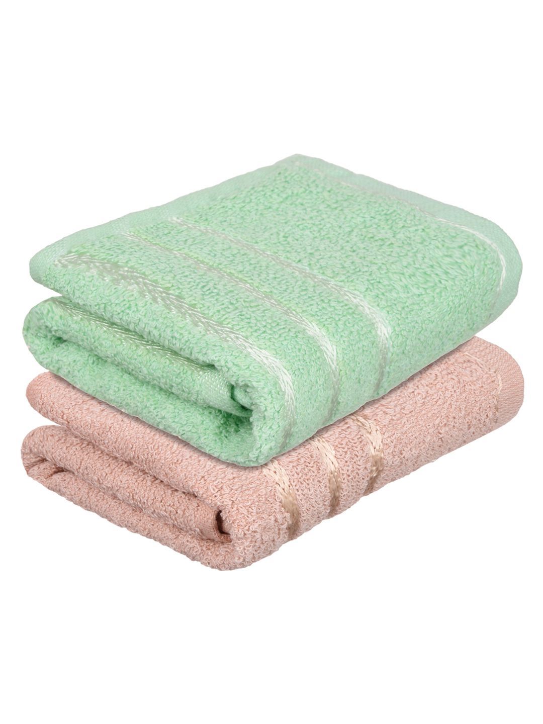 Kuber Industries Set Of 2 Brown & Green Striped Cotton Face Towels-picture-29