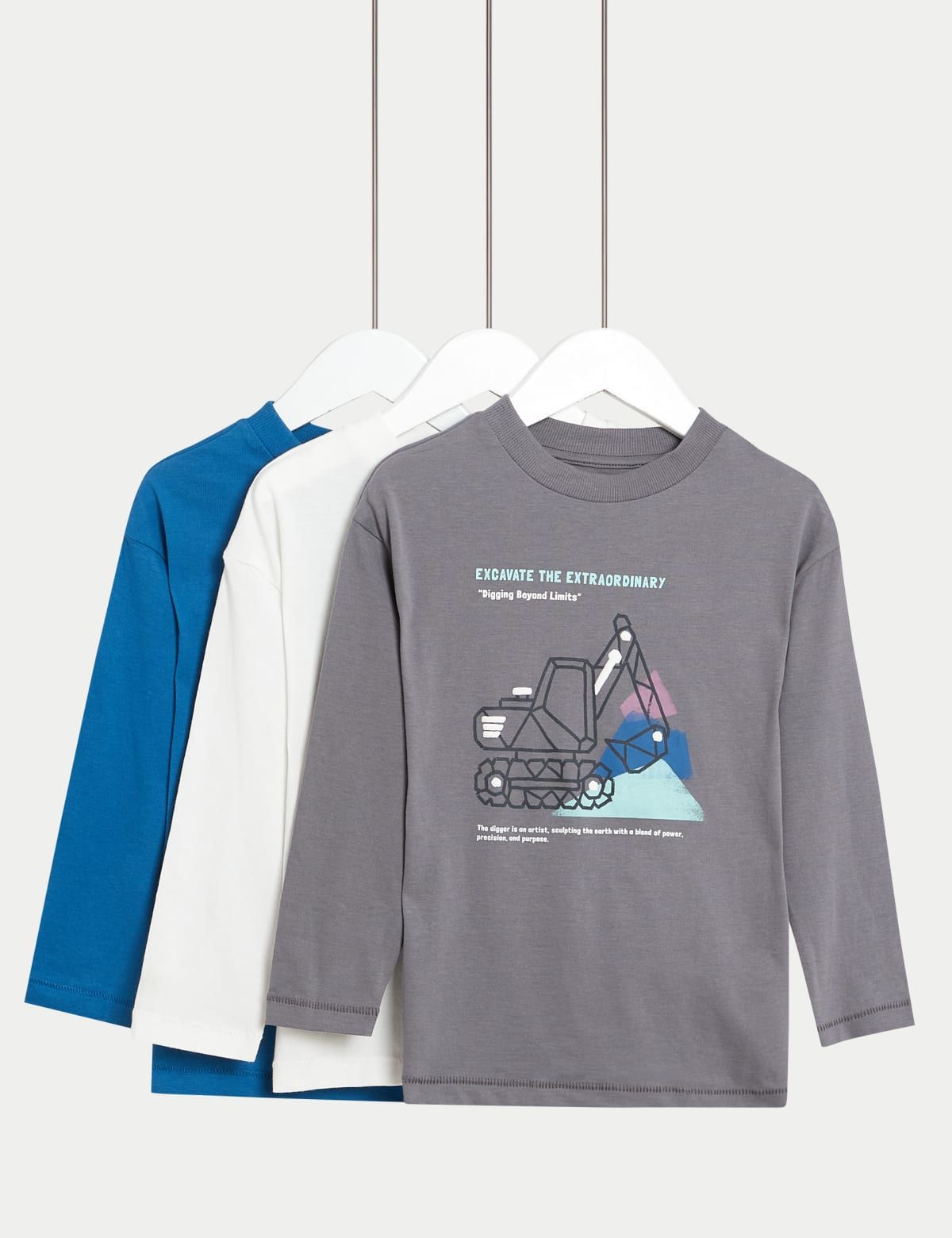 Marks & Spencer Boys Pack Of 3 Printed Pure Cotton T-shirt-picture-29