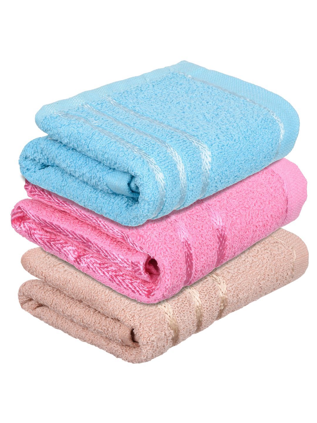 Kuber Industries Set Of 3 Pink & Blue Striped Cotton Face Towels-image-34